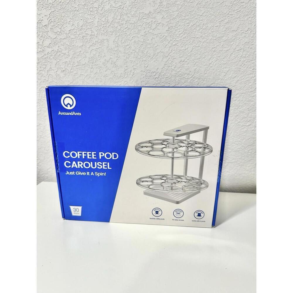 Ananda’s - Coffee Spinning Carousel Plastic White/Clear NEW in Box, 30 Pods